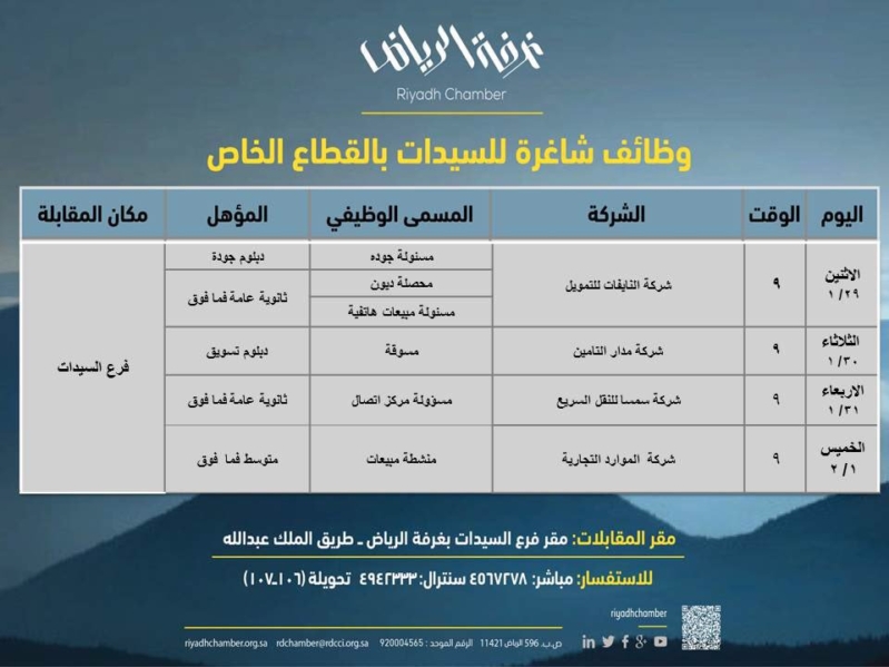 غرفة الرياض تعلن عن وظائف للسيدات لدى 4 شركات صحيفة المواطن الإلكترونية