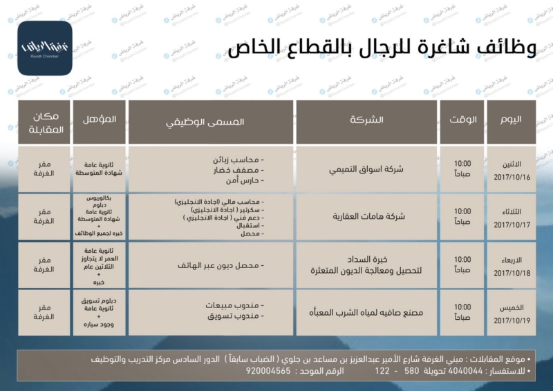 غرفة الرياض تعلن عن وظائف شاغرة لدى 4 شركات صحيفة المواطن الإلكترونية