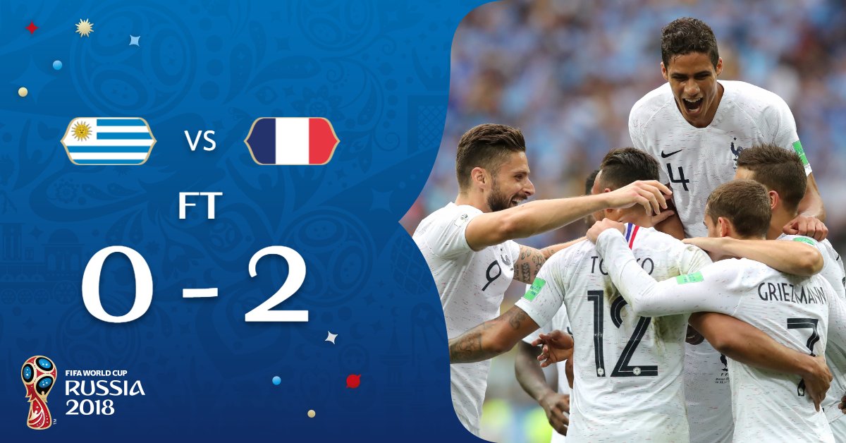 شاهد .. أوروغواي ضد فرنسا .. الديوك تطير لنصف النهائي بثنائية قاتلة