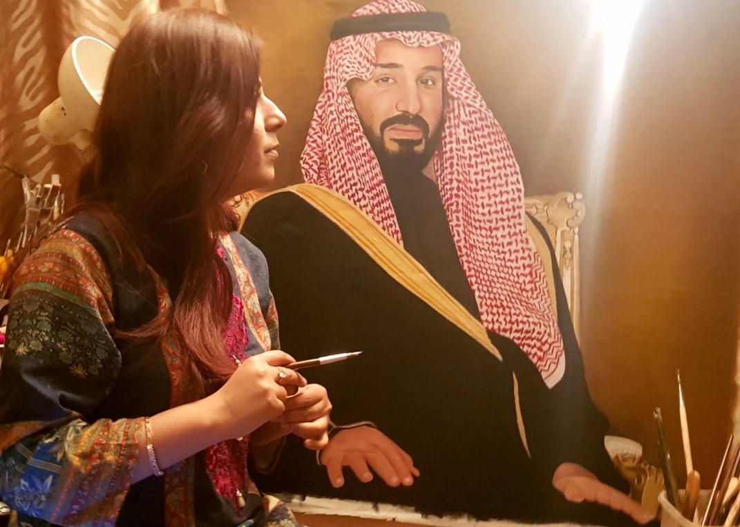 فنانو باكستان يعبرون عن حفاوتهم بزيارة الأمير محمد بن سلمان بطريقة إبداعية