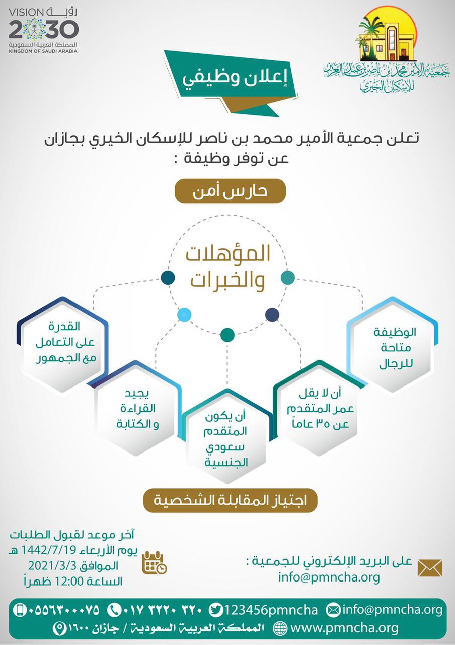 وظائف جمعية الأمير محمد بن ناصر