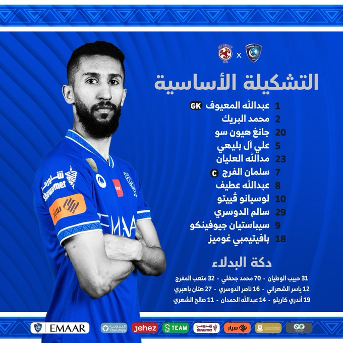 قائمة الهلال لمباراة الفيصلي 