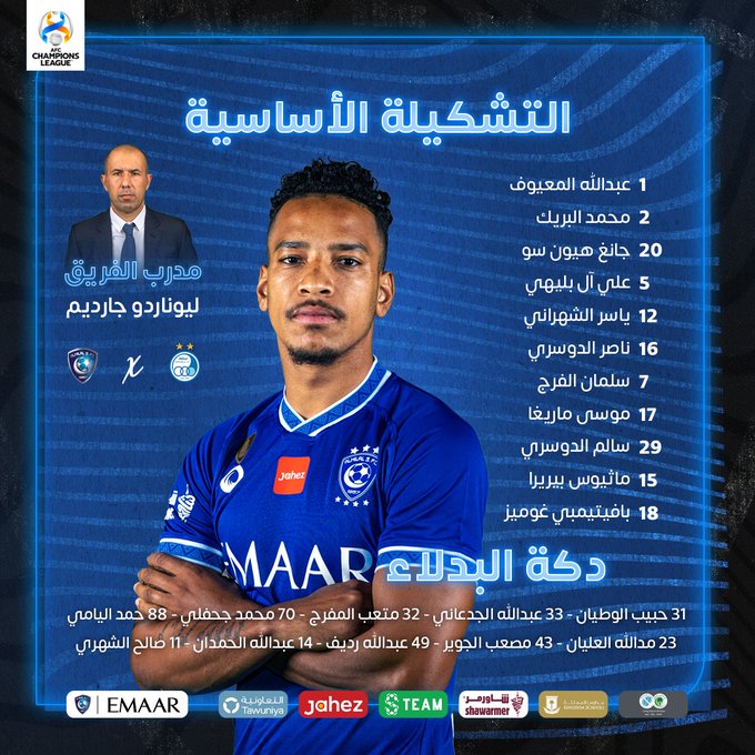 تشكيلة الهلال لمواجهة الاستقلال 