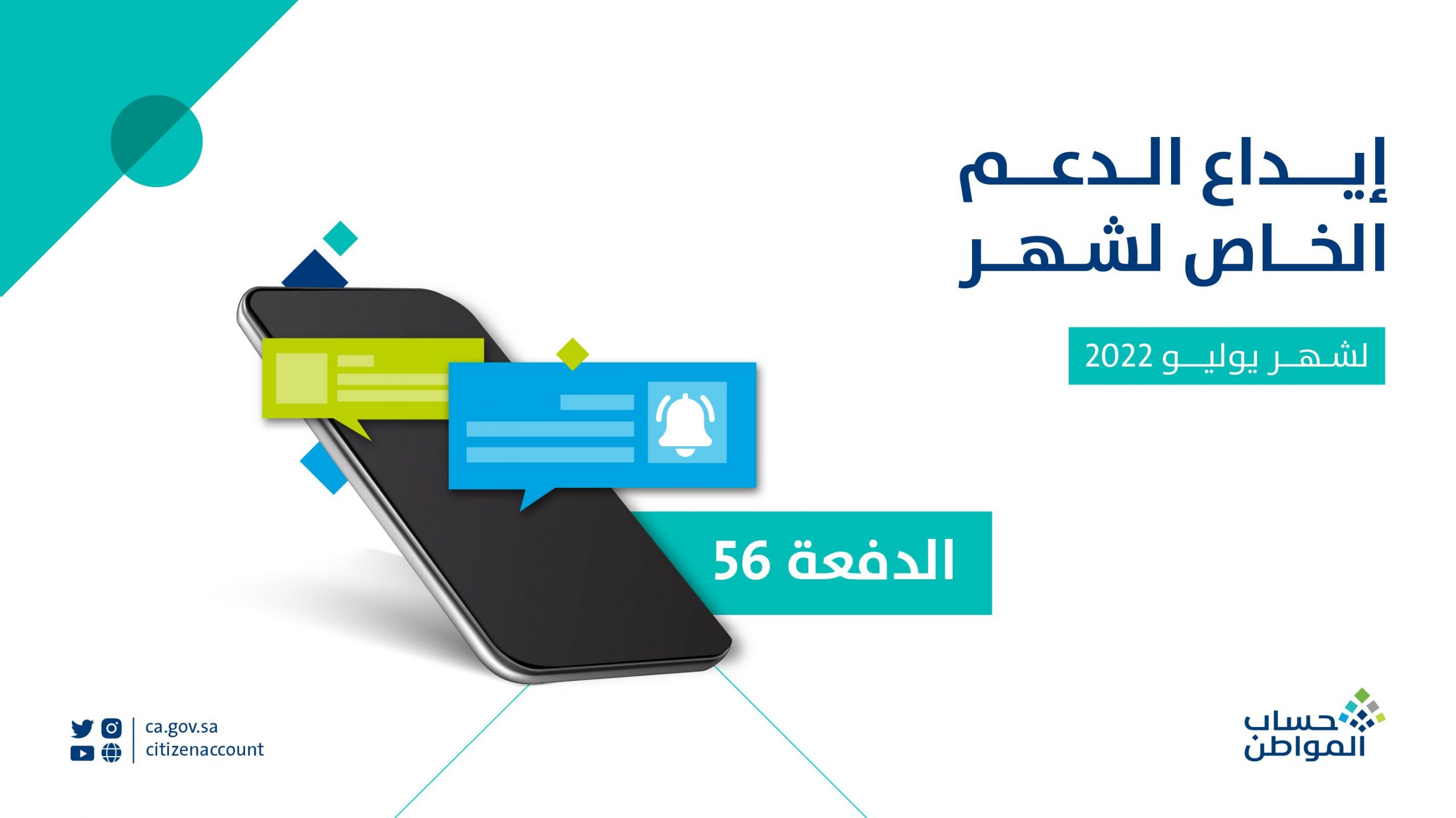 بدء إيداع دعم حساب المواطن لدفعة يوليو