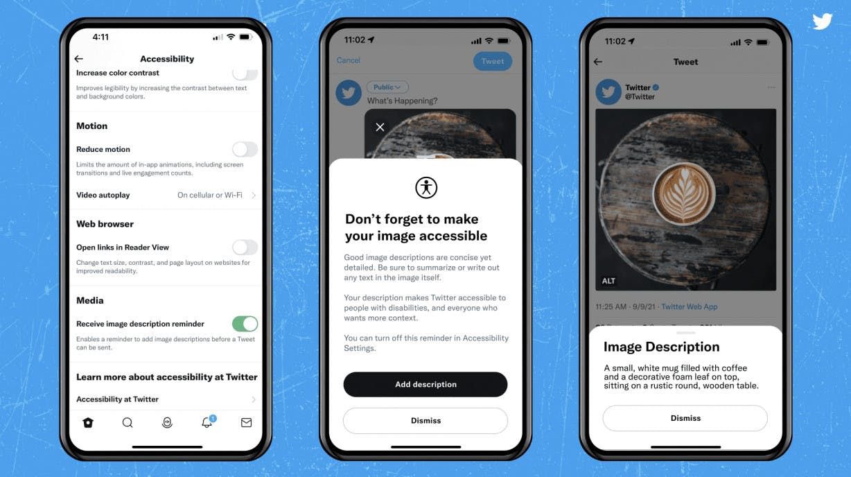 تويتر تعلن عن ميزة التذكير بإضافة وصف للصورة لمساعدة المكفوفين
