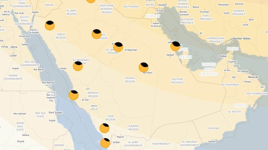 عرعر وسكاكا الأطول في كسوف الشمس غدًا