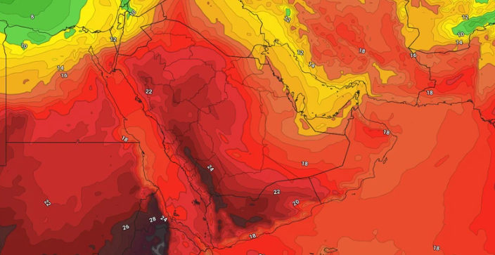 منخفض جوي شبه خماسيني يؤثر على شمال المملكة غدًا