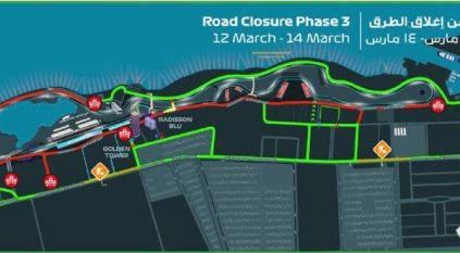 إغلاق كامل لطريق الكورنيش الفرعي في منطقة الفورمولا 1 بجدة