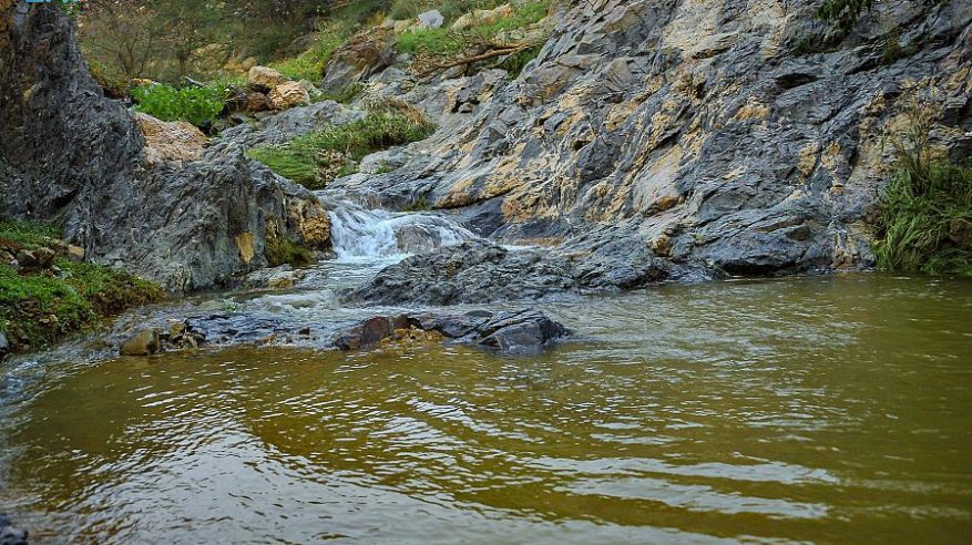 جريان وادي ثراد بالباحة بعد أمطار غزيرة