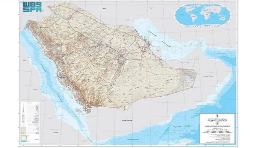 الجيومكانية تعلن خارطة السعودية الرسمية بالحدود الدولية المعتمدة