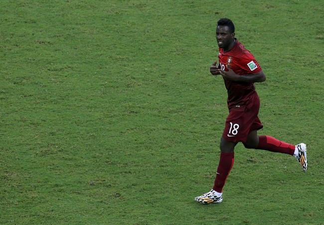 Portugal's Varela celebrates scoring their second goal during their 2014 World Cup G soccer match against USA at the Amazonia arena in Manaus