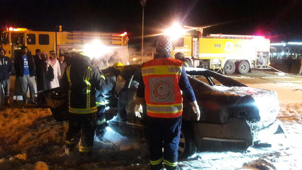 بالصور.. وفاة شخصين بحادث مروع بعد اصطدام واحتراق مركبتهما بـ #طريف