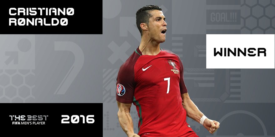 شاهد لحظة تتويج كريستيانو رونالدو بجائزة أفضل لاعب في العالم 2016